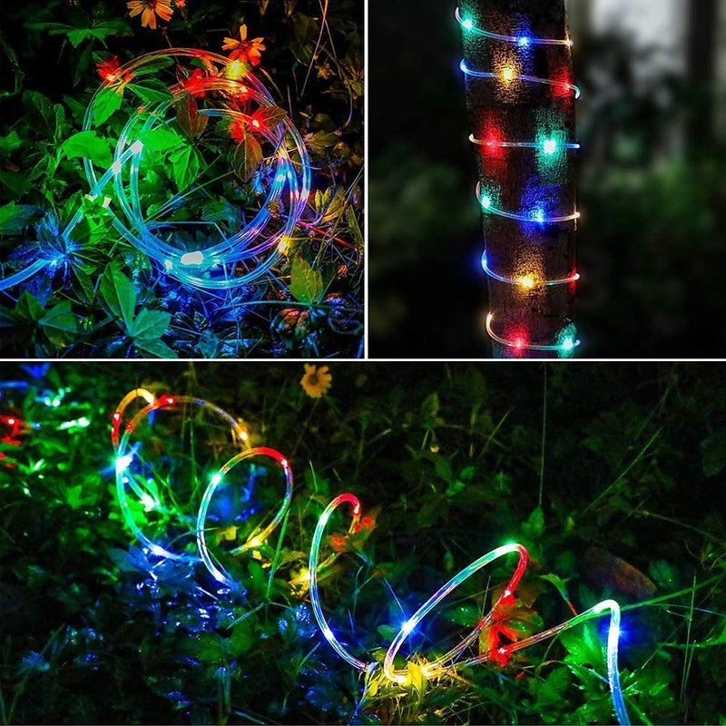 Honche Solar Rope Light 33FT 100L IP65 Weatherproof Outdoor LED Copper Fairy String Tube Lights for Party Garden Porch Yard Home Wedding Vacation Daily Holiday Decoration Lighting(Multi Color) - Image 3